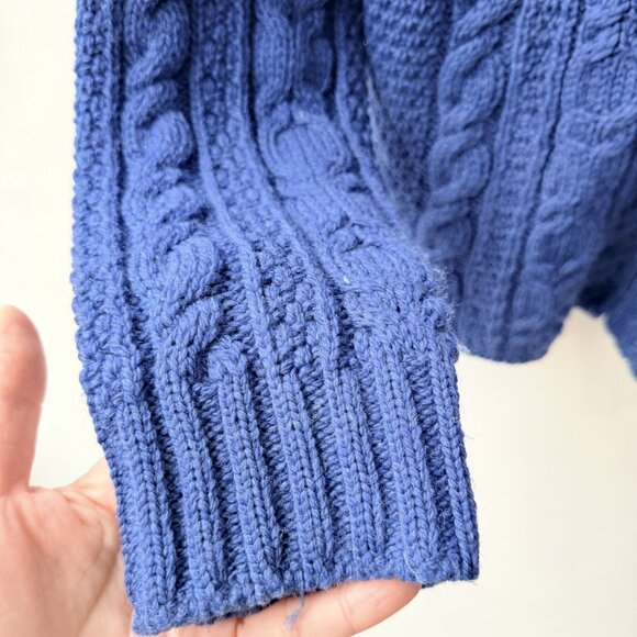 Inis Crafts Blue Fisherman Cable Knit Zip Cardigan Sweater Size M D52 - Picture 4 of 5
